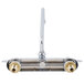 A T&S chrome wall mount faucet with two brass lever handles.