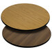 A Flash Furniture round table top with a natural and walnut wood surface.