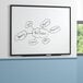 A Quartet magnetic whiteboard with a drawing on it.