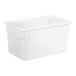 A white Cambro poly food storage box with a lid.