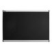 A black and silver rectangular Quartet bulletin board with embossed foam.