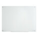 A white rectangular glass board with a metal border.