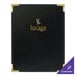 A black leather Menu Solutions cover with gold text.