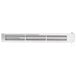 A white heating element with metal venting.
