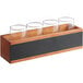 An Acopa wooden flight crate with Pub Tasting Glasses inside.