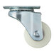 A 2-inch swivel plate caster with a metal bracket and a white wheel.
