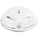 A stainless steel dome for a Town Compote Dish on a silver tray.