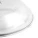 A stainless steel compote dish cover.