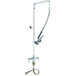 A T&S pre-rinse faucet with a hose and swivel arm.