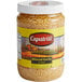 A jar of minced garlic in water.