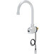 A silver Fisher hands-free sensor faucet with a gooseneck spout.