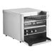 A stainless steel Vollrath conveyor toaster with a rack on top.