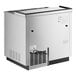 A stainless steel Avantco horizontal bottle cooler with a black door open.