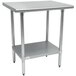 An Advance Tabco stainless steel work table with an undershelf.