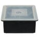 An American Metalcraft black silicone rectangular container with a clear lid.