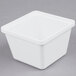 A white square GET Melamine crock with a lid.