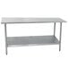 An Advance Tabco stainless steel work table with undershelf.