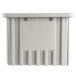 A gray plastic Metro tote box with holes on the top.