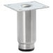 A silver stainless steel Regency adjustable leg with a black rubber base.