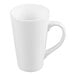 A tall, white porcelain bistro mug with a handle.