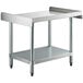 A Regency stainless steel equipment stand with a galvanized shelf.