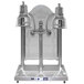 A Hanson Heat Lamps chrome carving station with two heated metal shelves and a sneeze guard.