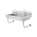 An Advance Tabco stainless steel multi-station hand sink with 5 electronic faucets.