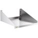 a metal shelf with a hole