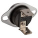A close-up of a black and silver metal Cooking Performance Group temperature limit thermostat.