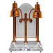 A Hanson Heat Lamps smoked copper carving station with heated stainless steel base and sneeze guard.