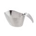 A Tablecraft stainless steel gravy boat with a handle.