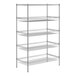 A Regency chrome wire shelving unit with 4 shelves and 1 basket.