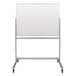 A Luxor free standing magnetic white board with a white background.