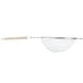A Tablecraft medium mesh strainer with a white mesh and black handle.