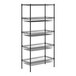 A Regency black wire shelving unit with 4 baskets and 1 shelf.