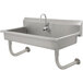 A stainless steel Advance Tabco multi-station hand sink with a faucet.
