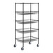 A Regency black wire shelving unit with 4 baskets and 1 shelf.