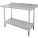 An Advance Tabco stainless steel work table with undershelf.