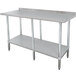 A stainless steel Advance Tabco work table with undershelf.