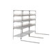 A MetroMax Q metal shelving unit for Metro qwikTRAK with three metal shelves.