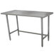 An Advance Tabco stainless steel work table with legs.