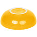 A yellow bowl with a white rim.