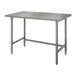 An Advance Tabco stainless steel work table with galvanized legs and a rectangular top.