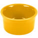 A yellow Fiesta ramekin on a white background.