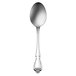 A Oneida Arbor Rose stainless steel oval bowl soup/dessert spoon with a black handle.