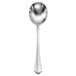 A stainless steel Oneida Juilliard soup spoon with a handle.