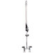 A Equip by T&S deck mounted pre-rinse faucet with lever handles on a metal pole.