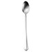 A Oneida Juilliard stainless steel iced tea spoon with a silver handle.