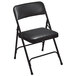 National Public Seating 1310 Black Metal Folding Chair with 1 1/4 inch Caviar Black Vinyl Padded Seat