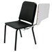 A black National Public Seating Melody stack chair with a left tablet desk arm.